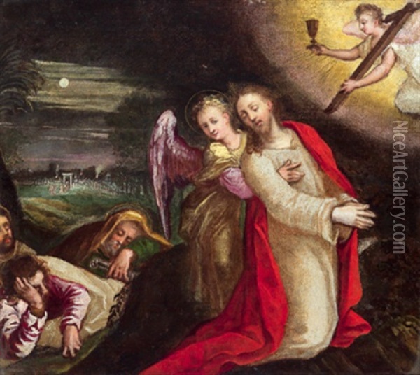 Christus Von Einem Engel Getrostet Am Olberg Oil Painting -  Scarsellino