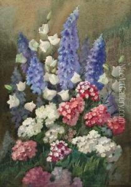July Flowers Oil Painting - James Gray