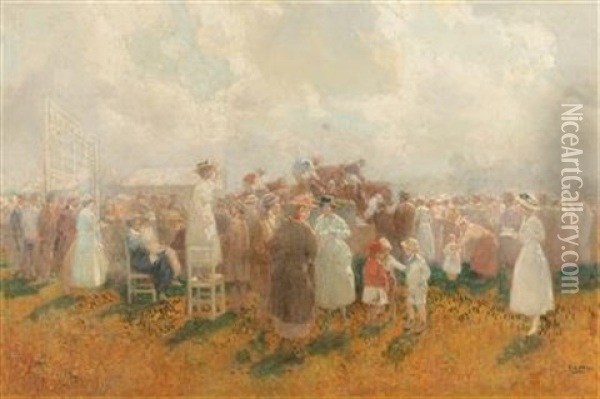 At The Horse Race Track On A Summerday Oil Painting - Rudolf Alfred Hoeger