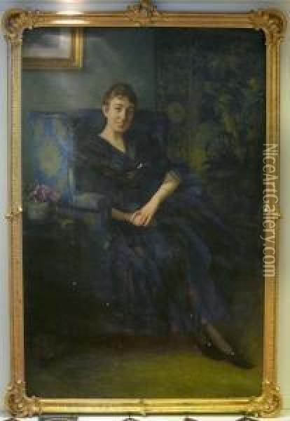 Portratt Av Anna Margarethe Muller. Oil Painting - Gustav Oscar Bjorck