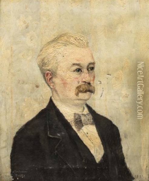 Portrait D'homme A La Moustache (grand Pere Famille Boucher) Oil Painting - Albert Dubois-Pillet