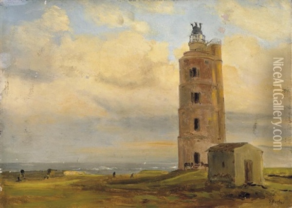 Leuchtturm An Der Nordafrikanischen Kuste. Studie Oil Painting - Baron Jean Antoine Theodore Gudin