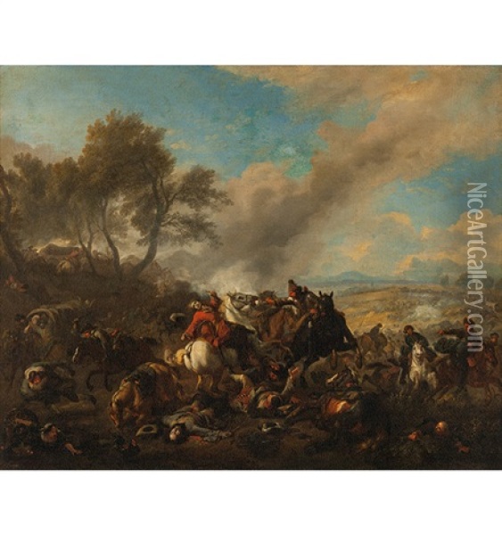 Reitergefecht Oil Painting - Jan van Huchtenburg