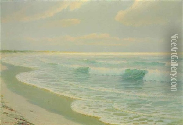 Quiet Sea Coming To Hawaiian Shore Oil Painting - Lionel Walden