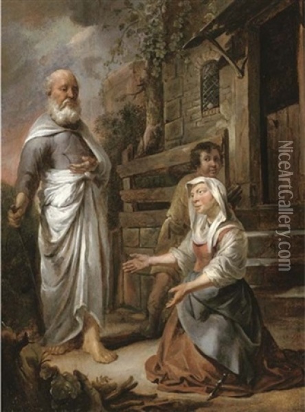 Elijah And The Widow Of Zarephath Oil Painting - Hendrik Heerschop