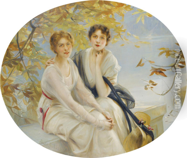 Portrait De Deux Jeunes Femmes Oil Painting - Paul Chabas