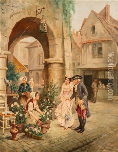 The Flower Seller Oil Painting - Emile Georges (Geo) Weiss