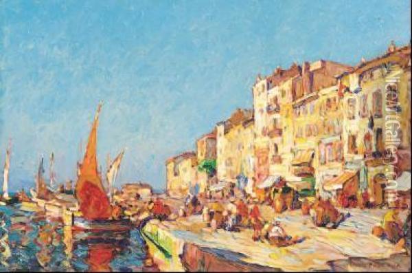 Cannes Le Quai St Pierre Oil Painting - Louis Pastour