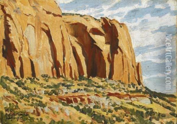 Cliffs Of Betatakin, Canyon Wall Oil Painting - Maynard Dixon