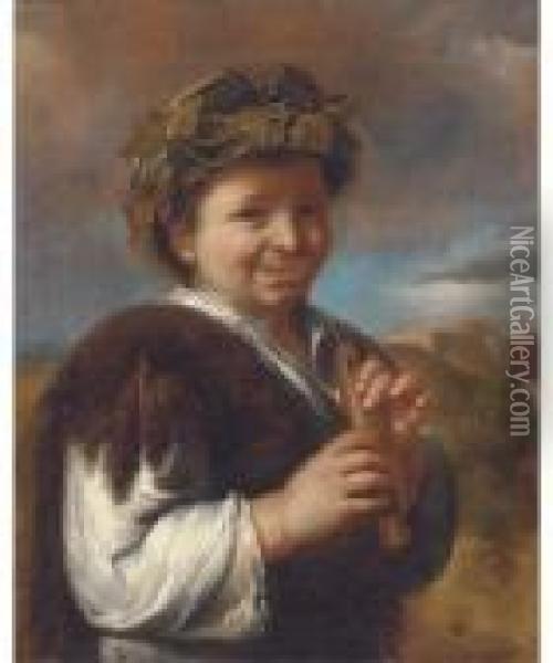 A Boy Playing A Flute Oil Painting - Giacomo Francesco Cipper