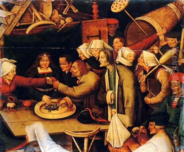 The Wedding Feast: A Fragment Oil Painting - Pieter Brueghel the Younger