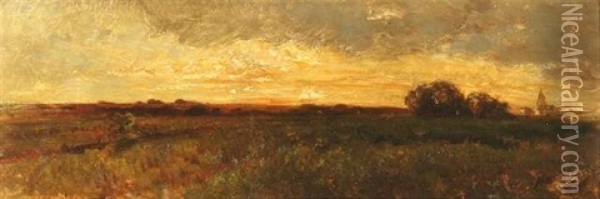 Weite Landschaft Im Abendlicht Oil Painting - Albert Kappis