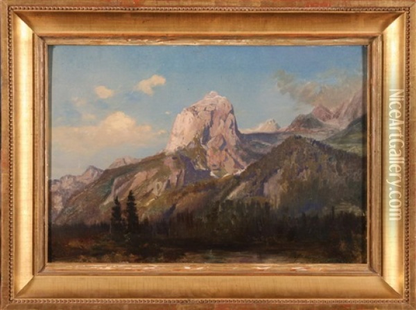 Pejzaz Gorski Z Jeziorem Oil Painting - Konrad Ludwig Lessing
