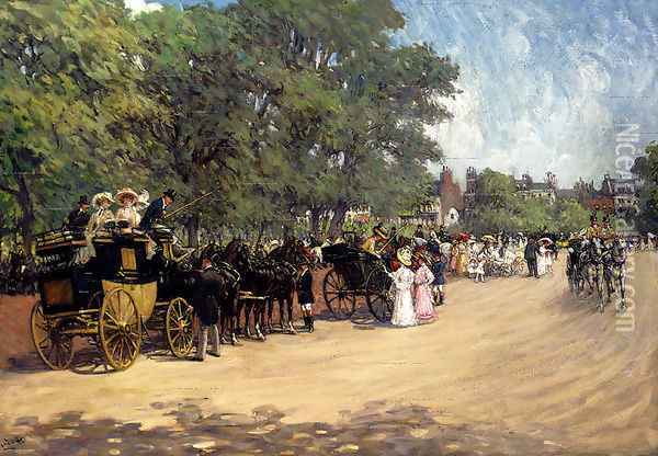 The Four-in-Hand, Hyde Park Oil Painting - Albert Ludovici