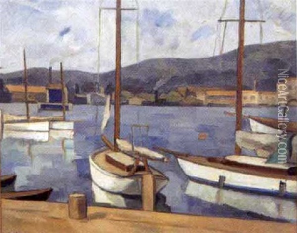 Voilier Au Port Oil Painting - Louis Robert Antral