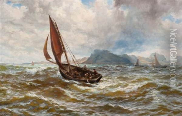Pollock Fishing Off Roundstone Bay, Connemara Oil Painting - Thomas Rose Miles