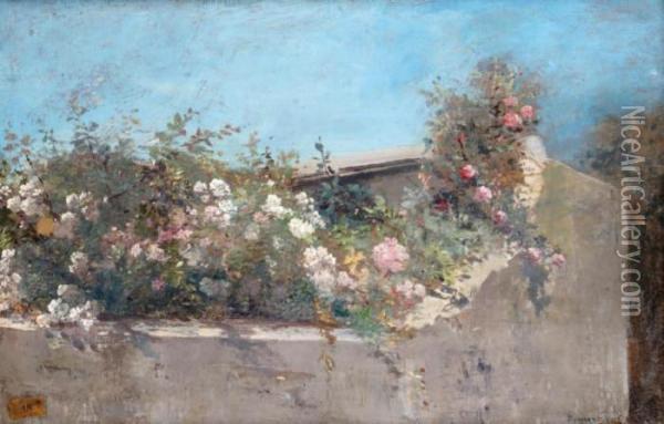 Jardin Fleuri A Domont Oil Painting - Eugene Henri Cauchois