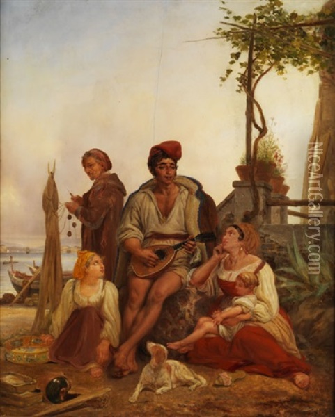 Neapolitanische Fischerfamilie Oil Painting - August Heinrich Riedel