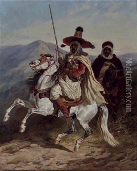 Cavaliers Dans L'atlas Oil Painting - Francois Hippolyte Lalaisse