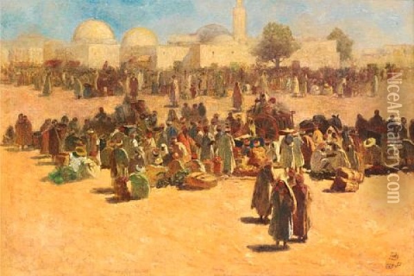 Before The Mosque, Tunisia Oil Painting - Odoen Tull