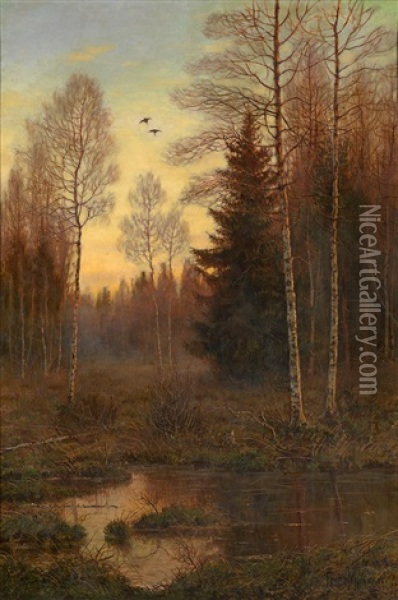 Woodland Landscape Oil Painting - Vladimir Leodinovitch (Comte de) Muravioff