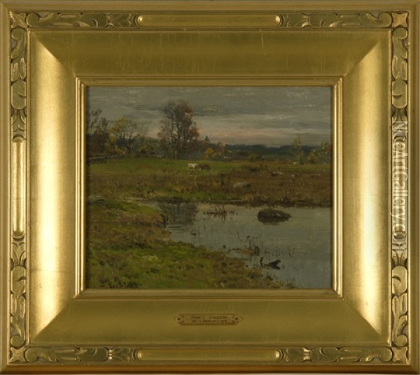 Cattle Grazing By The Lake Oil Painting - John Joseph Enneking