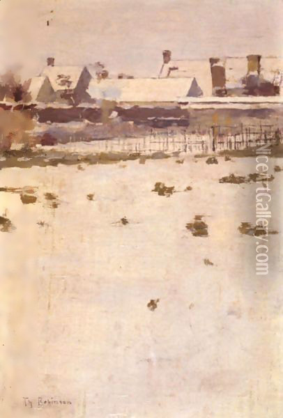 Winter Afternoon, Barbizon Oil Painting - Theodore Robinson