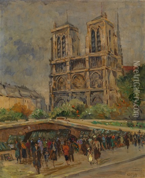 View Of Notre Dame De Paris Oil Painting - Alexis Paul Arapov