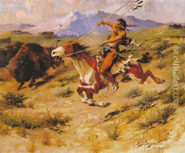 Buffalo Hunt Oil Painting - Edgar Samuel Paxson