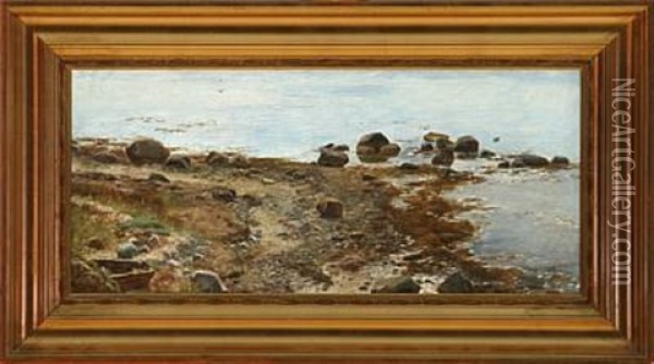 Stony Beach Oil Painting - Janus la Cour