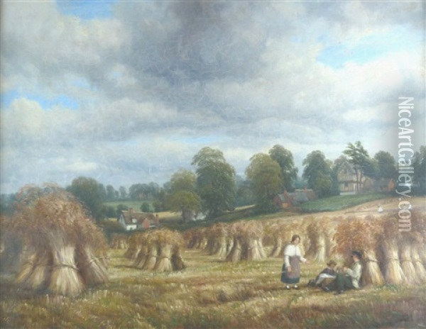 Wheatfield, Tachbrook Oil Painting - Thomas Baker