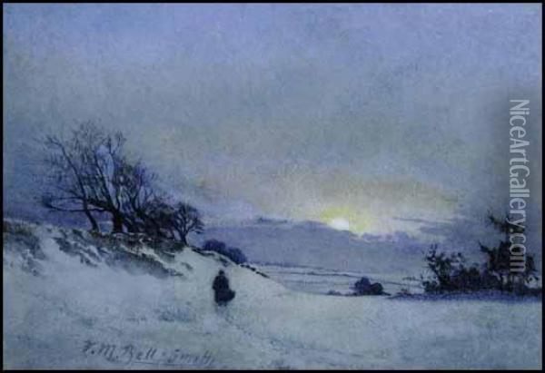 Winter Moon Oil Painting - Frederic Marlett Bell-Smith