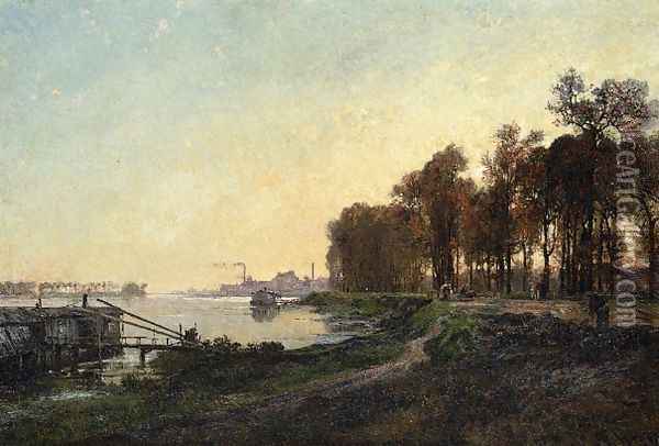 Beside the River Oil Painting - Alexandre-Rene Vernon