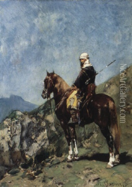 An Arab Horserider Oil Painting - Alberto Pasini