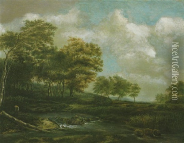 Waldlandschaft Mit Einem Fluschen Vorn Oil Painting - Jacob Salomonsz van Ruysdael