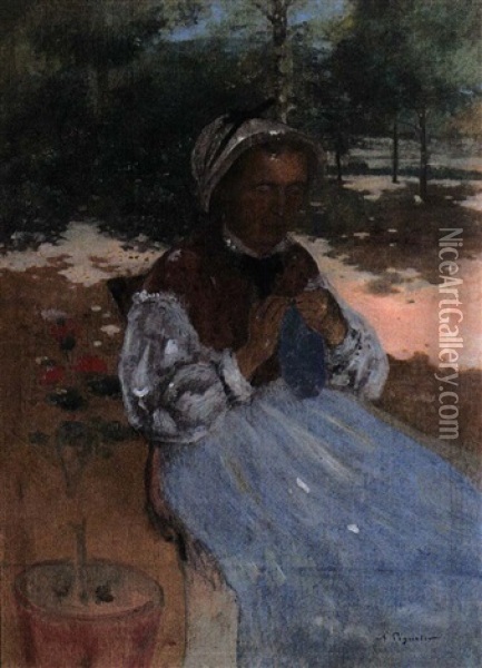 La Nourrice Oil Painting - Auguste Pegurier