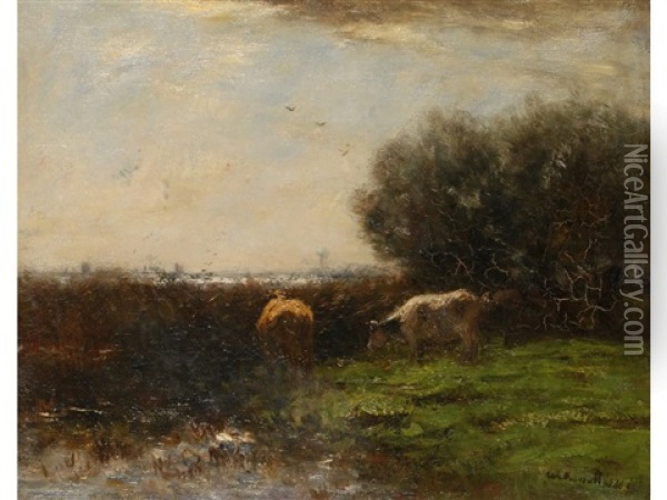 A Dutch Landscape Oil Painting - Willem Maris