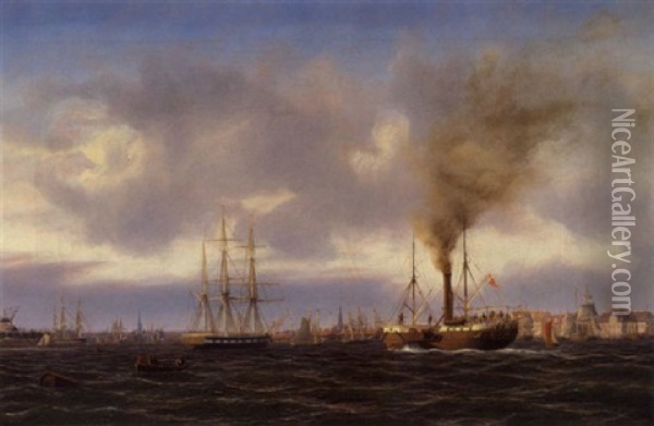 Skirner I Kobnhavns Havet Oil Painting - Carl Ludwig Bille