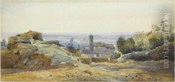 View Of Albano Oil Painting - Henri-Joseph Harpignies