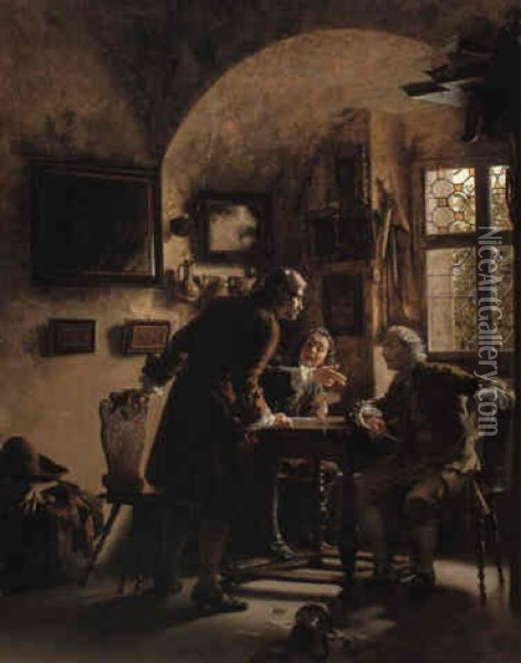 The Argument Oil Painting - Johann Hamza