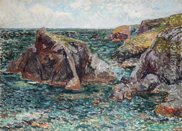 Les Rochers De Port Goulphar A Belle Ile Oil Painting - Maxime Maufra