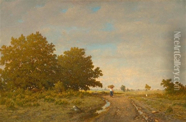 Lisiere De Bois, Plaine De Barbizon, Pres De Fontainebleau Oil Painting - Theodore Rousseau