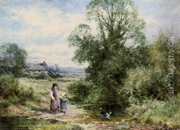 Over The Stepping Stones Oil Painting - Henry John Sylvester Stannard