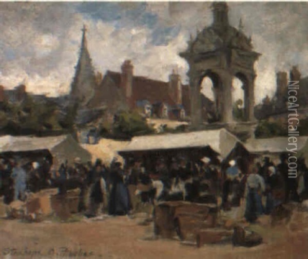 Breton Market Oil Painting - Stanhope Forbes