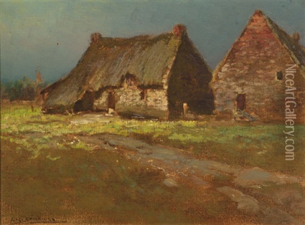 Thatched Cottages Oil Painting - Charles Dickman