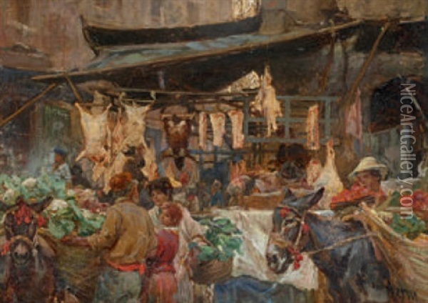 Neapolitanischer Markt Oil Painting - Franz Theodor Aerni