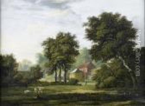 Farm Landscape Oil Painting - Alexander Nasmyth