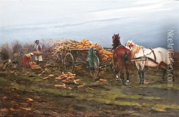 Kukoricaszedok Oil Painting - Laszlo Pataky