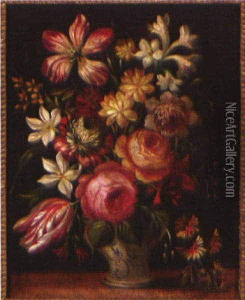 Blumenbouquet In Vase Oil Painting - Petronella Woensel