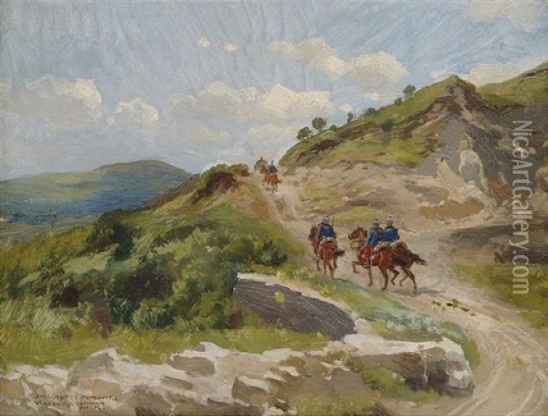 Reitende Ulanen Bei Der Patrouille Oil Painting - Ladislaus Eugen Petrovits